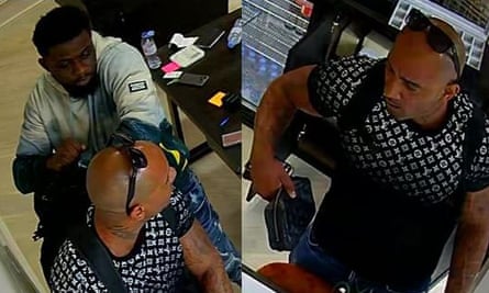 Images released by police of two people they want to question in connection with the robbery